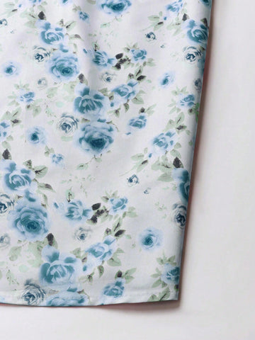 Clasi Summer Casual Ditsy Floral Puff Sleeve Shirt