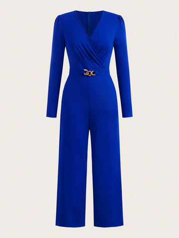 Surplice Neck Chain Detail Jumpsuit