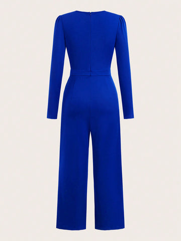 Surplice Neck Chain Detail Jumpsuit