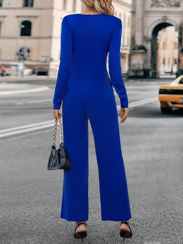 Surplice Neck Chain Detail Jumpsuit