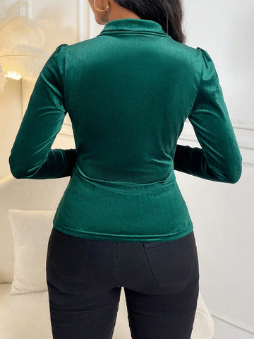 Surplice Neck Ruched Side Tee