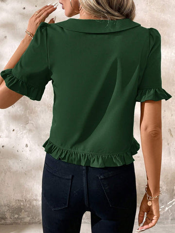 Clasi V-Neck Ruffled Elegant Blouse For Women
