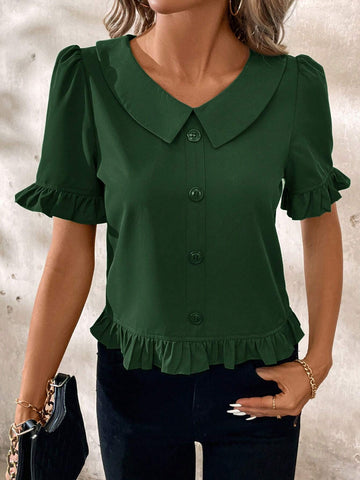 Clasi V-Neck Ruffled Elegant Blouse For Women
