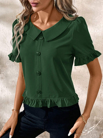 Clasi V-Neck Ruffled Elegant Blouse For Women
