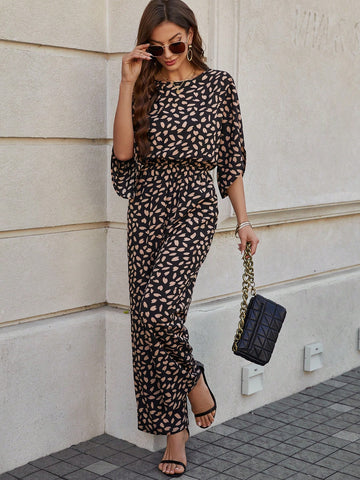 Women'S Full Printed High Waist Jumpsuit