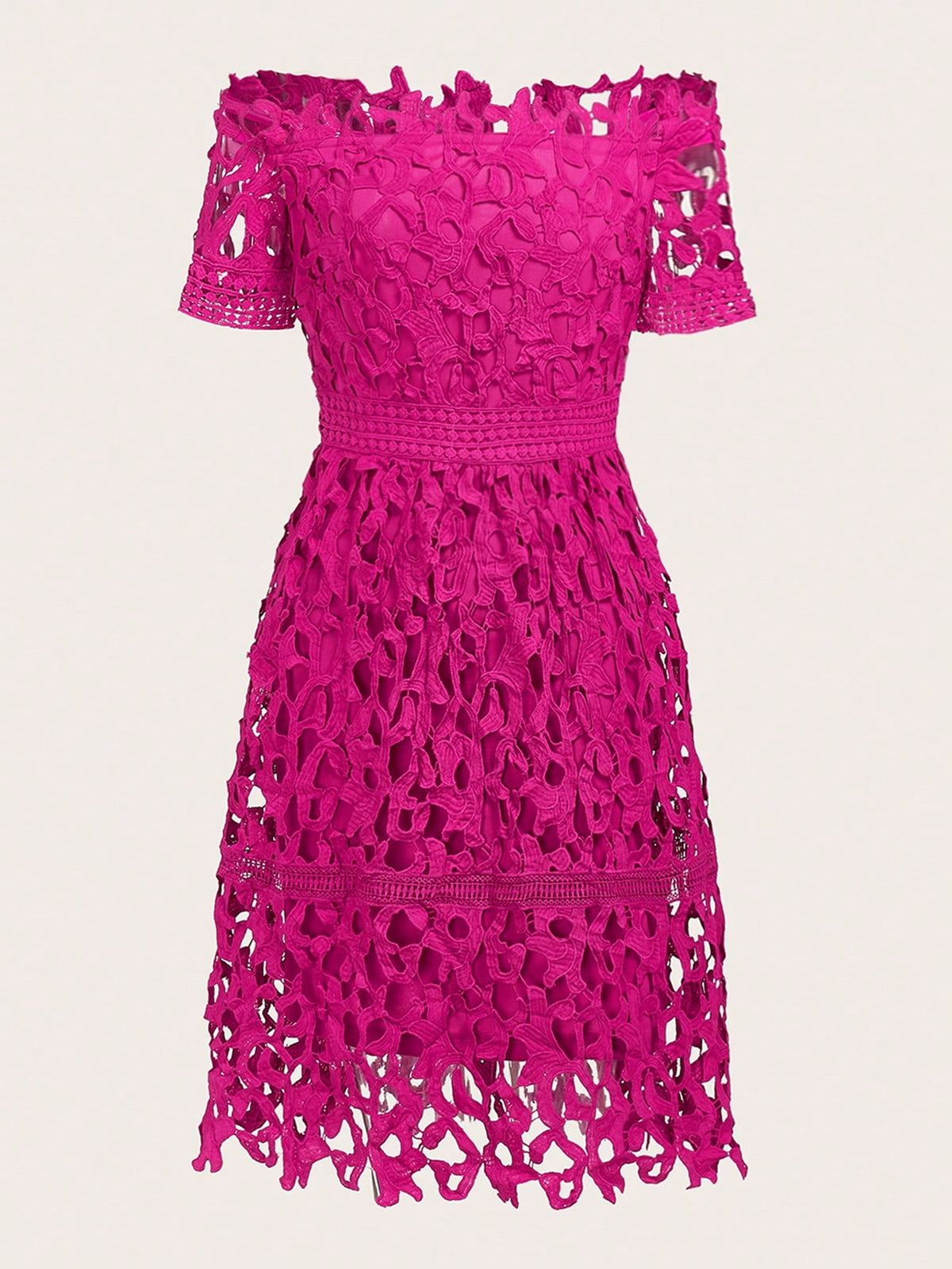 Women'S Off-Shoulder Short Sleeve Embroidered Dress