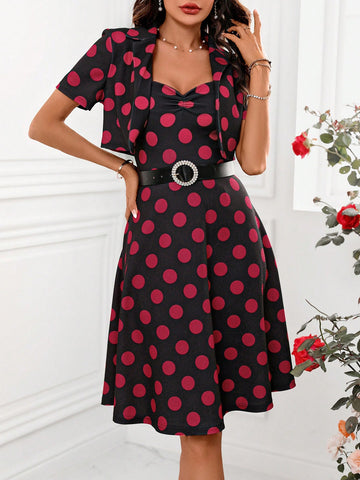 Women'S Polka Dot Printed 2pcs/Set Outfit