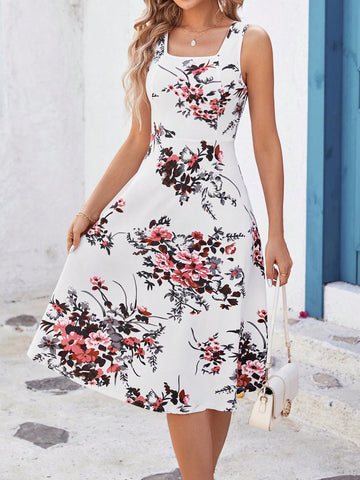 Women'S Sleeveless Floral Print Dress