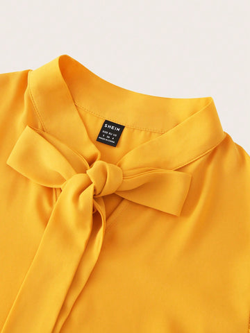 Women'S Tie Neck, Lace Sleeve Blouse And Skirt Set Summer Two Piece Outfits