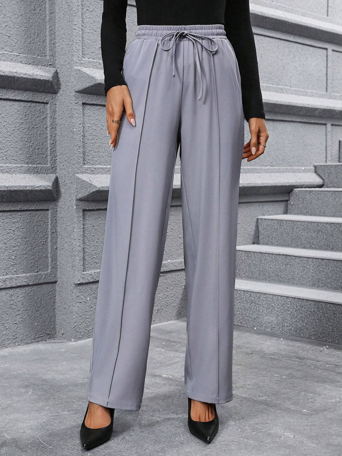 Clasi Women Fashion All-Match Commuter Casual Elegant Pocket Straight Leg Pants, Autumn/Winter Dress Pants