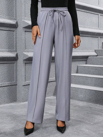 Clasi Women Fashion All-Match Commuter Casual Elegant Pocket Straight Leg Pants, Autumn/Winter Dress Pants