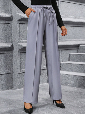 Clasi Women Fashion All-Match Commuter Casual Elegant Pocket Straight Leg Pants, Autumn/Winter Dress Pants