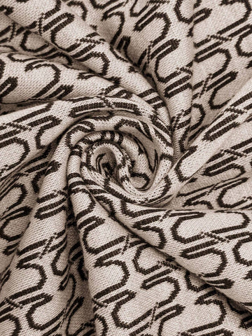 Women Simple Short Casual Dress With Allover Print, Round Neck Long Sleeve Faux Pocket Desi