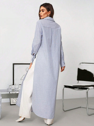 Women's Autumn Versatile Shirt Collar Button-Down Long Dress