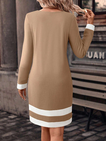 Women's Black And White Striped Tee Dress