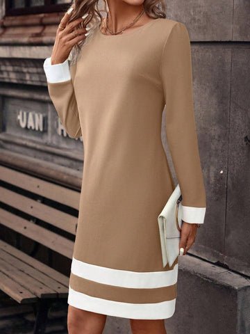 Women's Black And White Striped Tee Dress