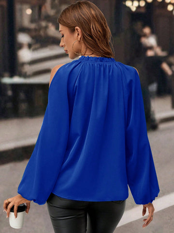 Clasi Women's Black Off Shoulder Blouse, Elegant & Romantic, Long Sleeve, Green Pleated,