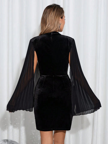 Woman's Elegant Sleeveless Mini Dress With Oversized Bow Back Design, Scoop Neck