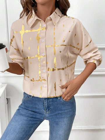 Clasi Women's Button Front Long Sleeve Fashion Elegant Charming Graceful Blouse