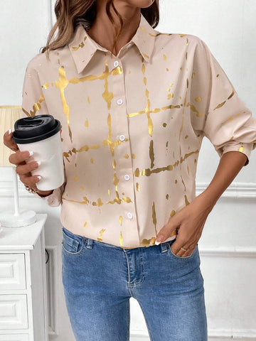 Clasi Women's Button Front Long Sleeve Fashion Elegant Charming Graceful Blouse