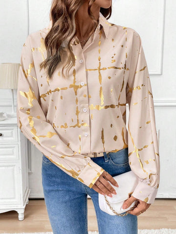 Clasi Women's Button Front Long Sleeve Fashion Elegant Charming Graceful Blouse