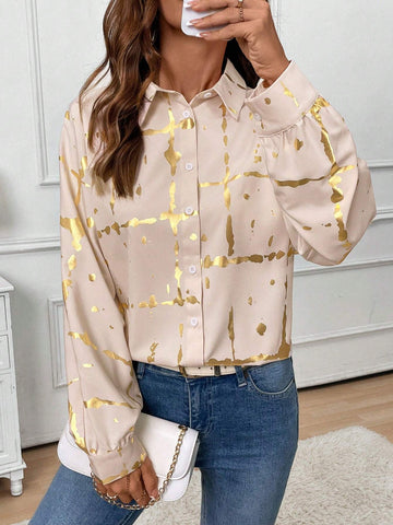 Clasi Women's Button Front Long Sleeve Fashion Elegant Charming Graceful Blouse