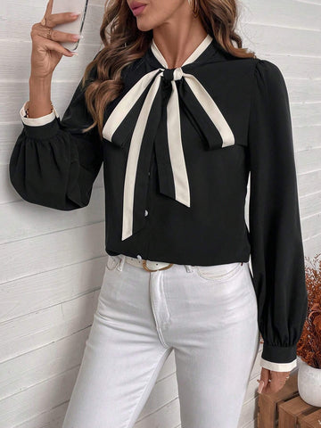 Clasi Women's Casual Color Block Long Sleeve Shirt, Holiday