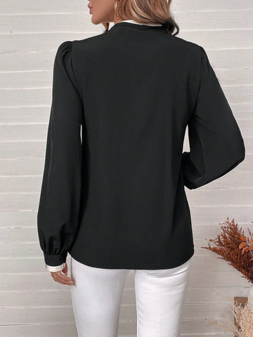 Clasi Women's Casual Color Block Long Sleeve Shirt, Holiday