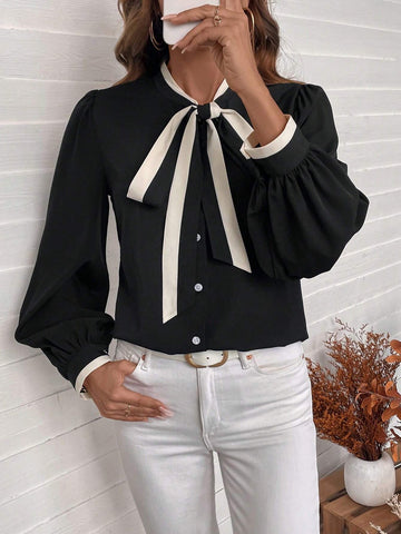 Clasi Women's Casual Color Block Long Sleeve Shirt, Holiday