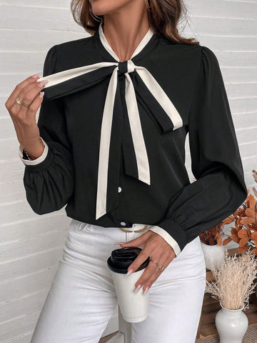 Clasi Women's Casual Color Block Long Sleeve Shirt, Holiday