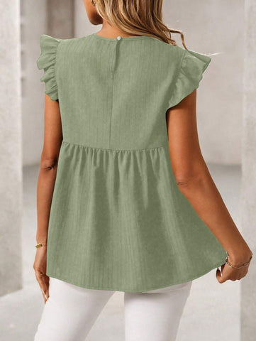 Clasi Women's Casual Holiday Embroidered Cap Sleeve Loose Blouse