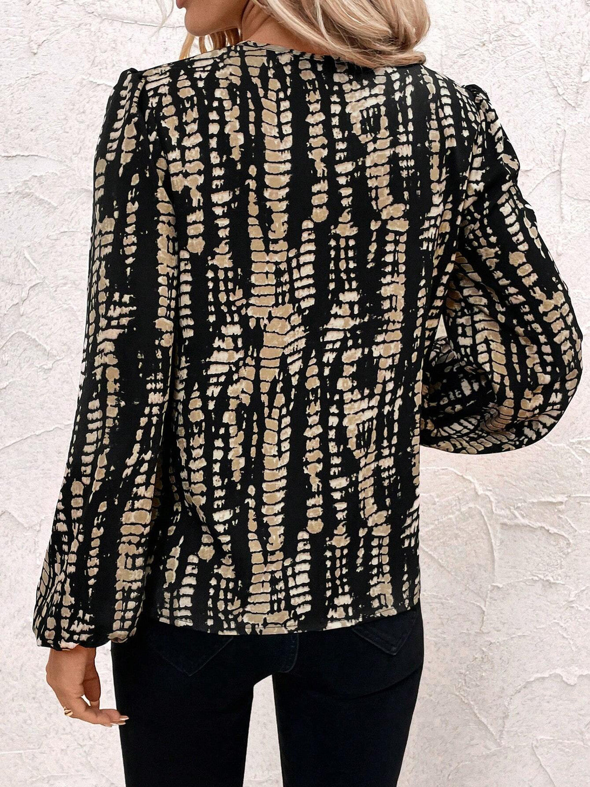 Clasi Women's Casual Notched Collar Long Sleeve Printed Blouse, Spring/Autumn