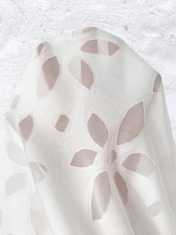 Clasi Women's Casual Notched Neck Cutout Embroidered Long Sleeve Shirt, Autumn