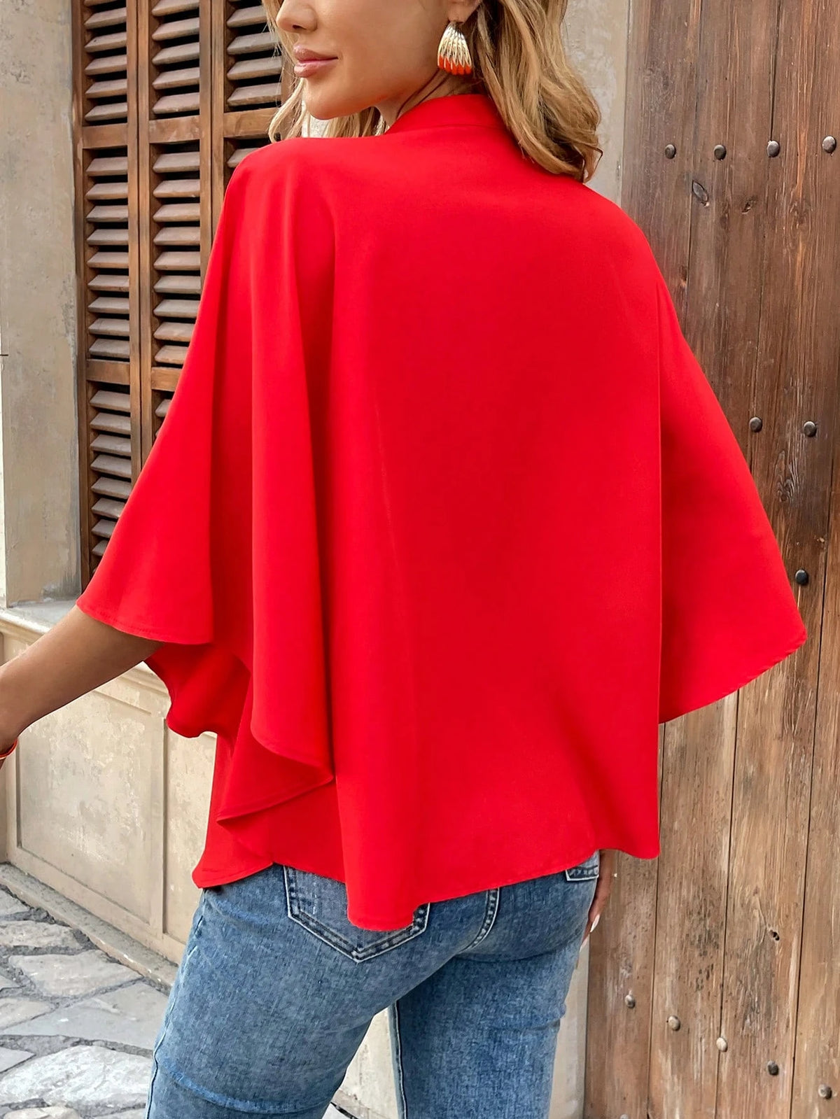 Clasi Women's Chinese Style Cloak Buttoned Poncho Blouse