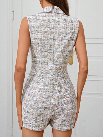 Women's Collar Tie-Dye Sleeveless Asymmetric Hem Elegant Jumpsuit