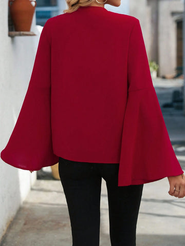 Clasi Women's Deep V-Neck Tie Front Elegant Commuter Shirt