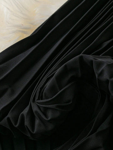 Women's Deep V Neck Lace Patchwork Lantern Sleeve Belted Pleated Wide Leg Jumpsuit