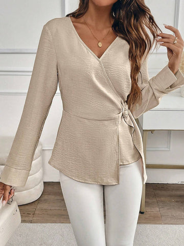 Clasi Women's Elegant Button Decoration Long Sleeve Blouse, Autumn/Winter