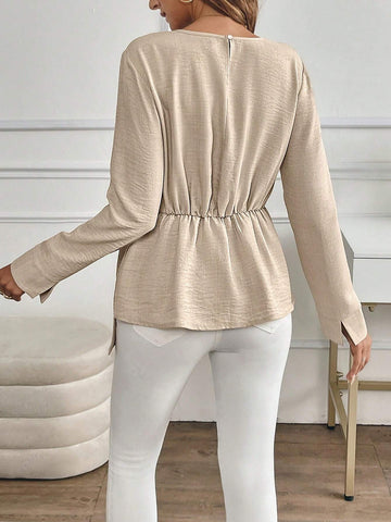 Clasi Women's Elegant Button Decoration Long Sleeve Blouse, Autumn/Winter