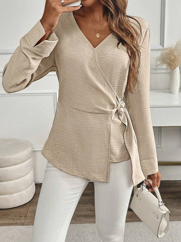 Clasi Women's Elegant Button Decoration Long Sleeve Blouse, Autumn/Winter