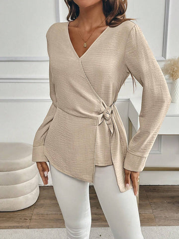 Clasi Women's Elegant Button Decoration Long Sleeve Blouse, Autumn/Winter