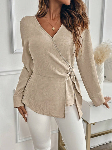 Clasi Women's Elegant Button Decoration Long Sleeve Blouse, Autumn/Winter