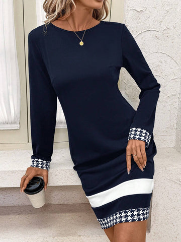 Women's Elegant Long Sleeve Work Wear Dress, Autumn/Winter
