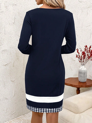 Women's Elegant Long Sleeve Work Wear Dress, Autumn/Winter