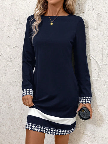 Women's Elegant Long Sleeve Work Wear Dress, Autumn/Winter