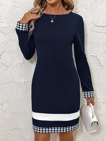 Women's Elegant Long Sleeve Work Wear Dress, Autumn/Winter