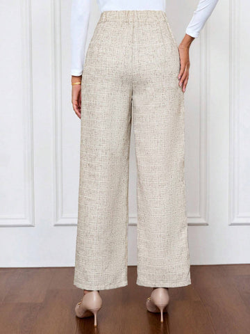 Clasi Women's Elegant Loose Wide Leg Pants With Waist Chain Decor, For Commute Business Casual Women