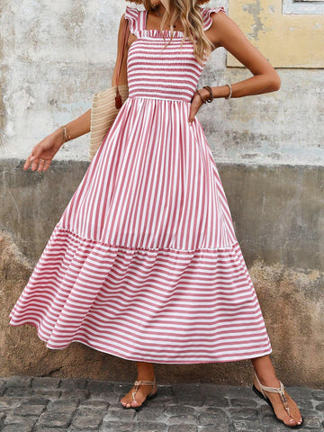 Women's Elegant Striped Sleeveless Dress