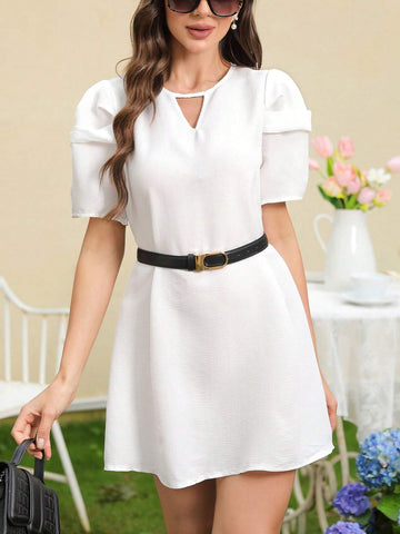 Women's Fashion Solid Color Short Sleeve Dress