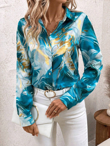 Women's Fashion Tie-Dye Patchwork Bodysuit, Autumn